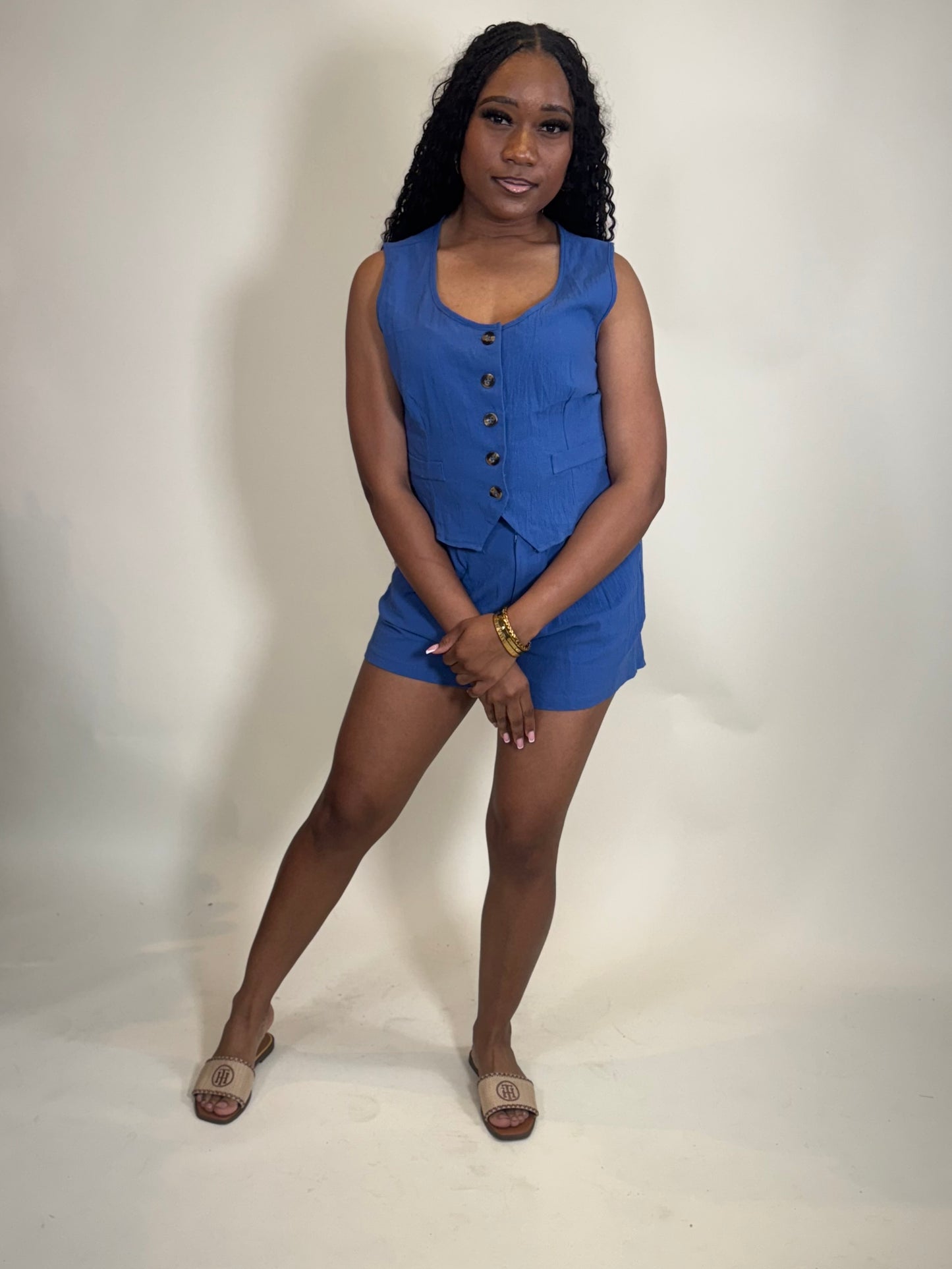 Nailah Two Piece Cropped Vest and Short Set
