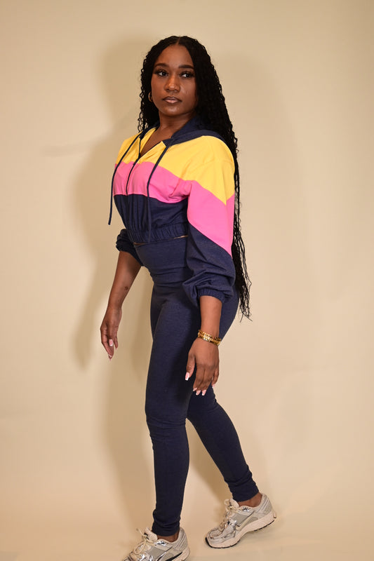 A perfect mix two piece color block pants set