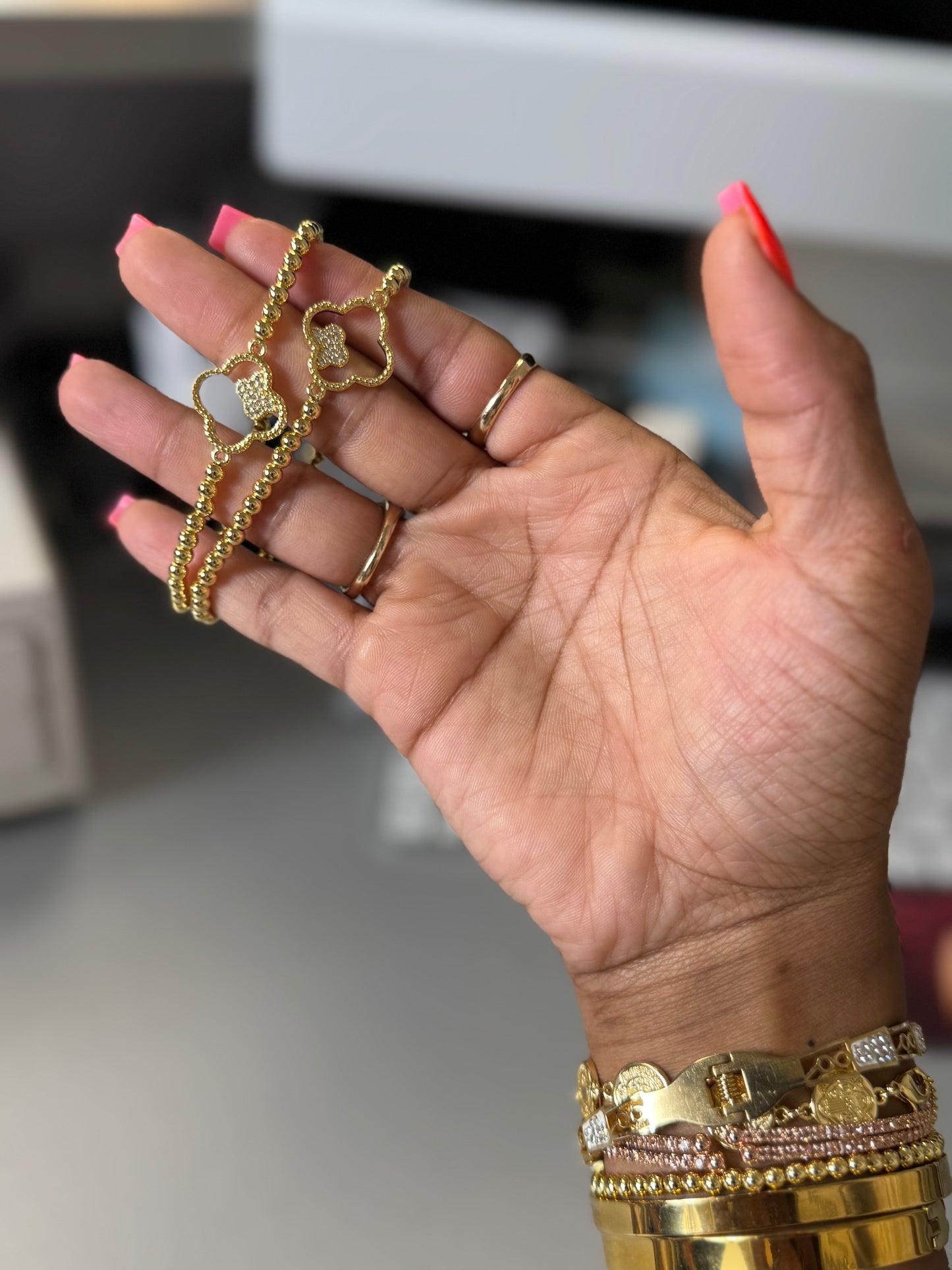 Cutout Clover Beaded Bracelet