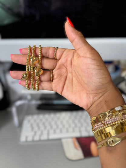 Solid Gold Heart Beaded Bracelet