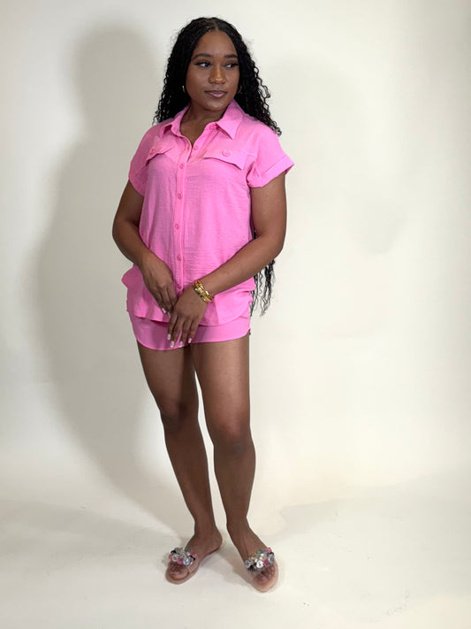 Sade Two Piece Front Pocket Short Set