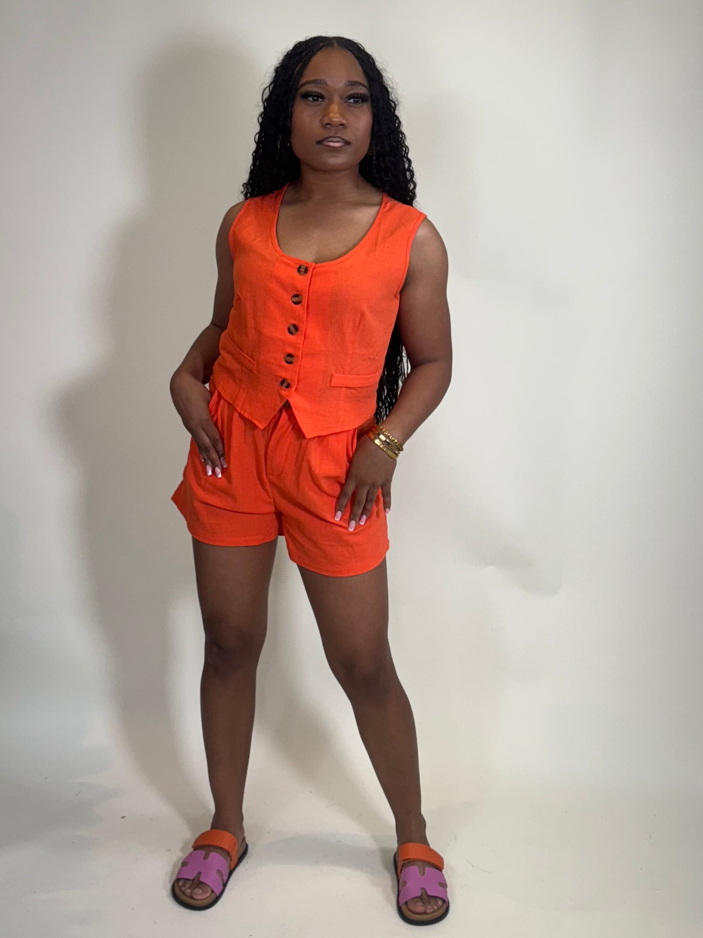 Nailah Two Piece Cropped Vest and Short Set