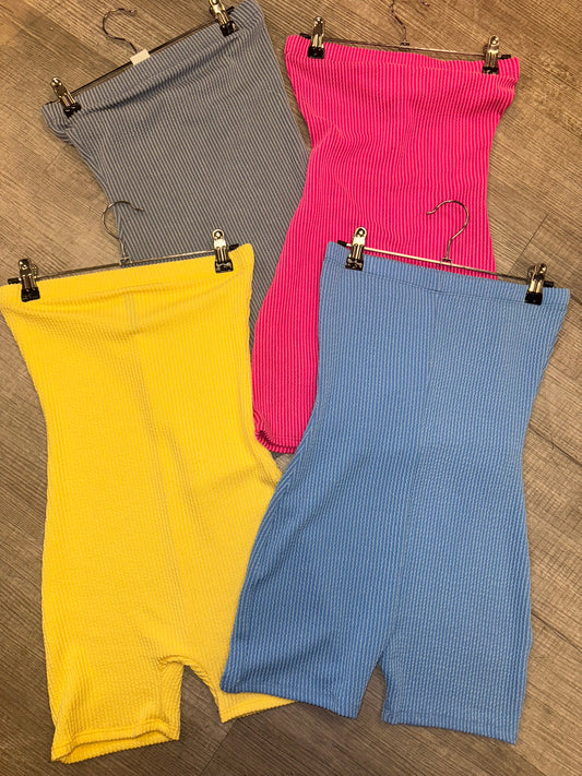 Halter Top Ribbed Knit Romper