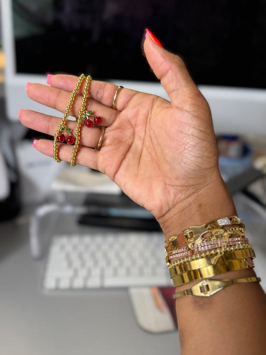 Cherry Beaded Bracelet