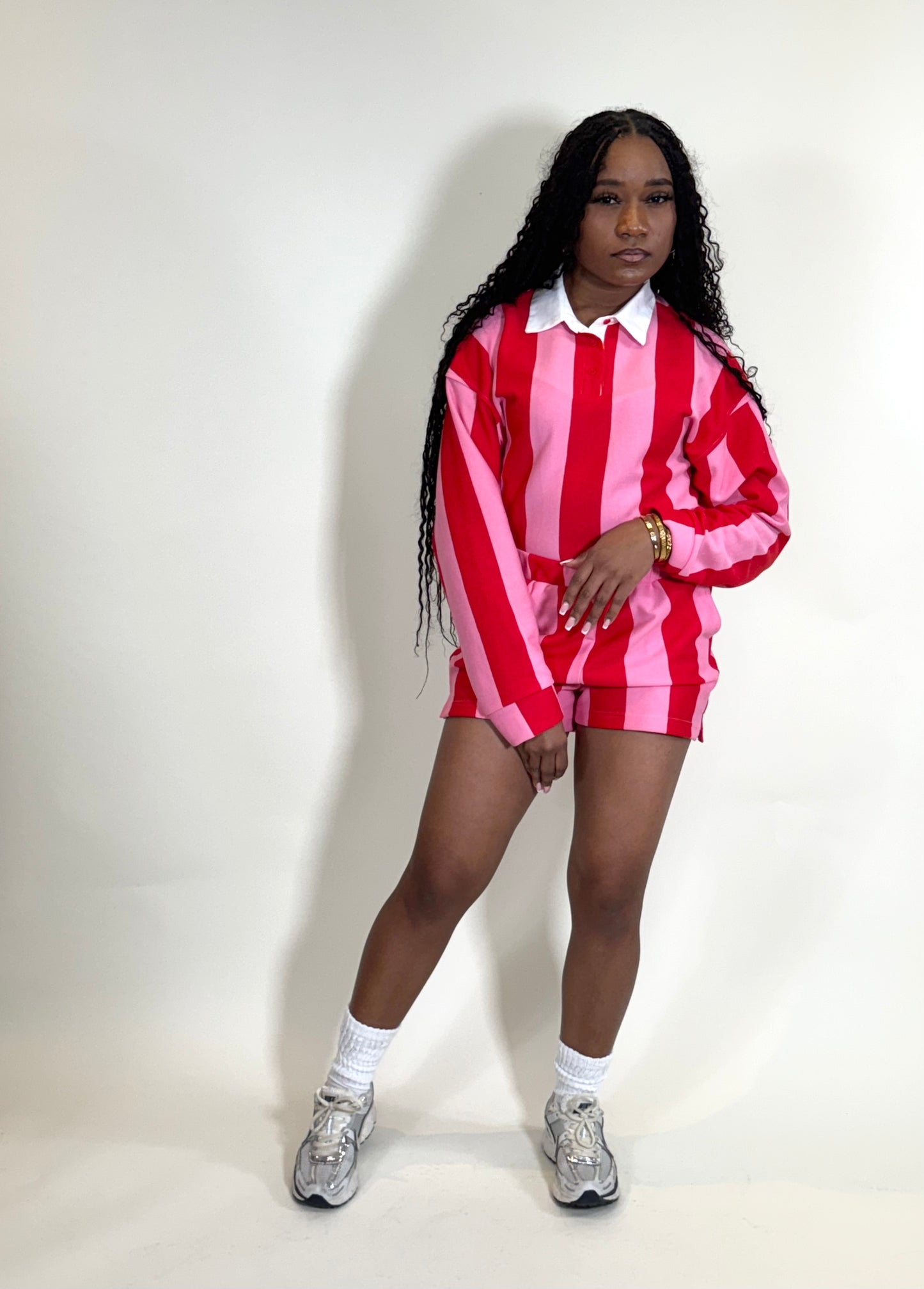 In Full Bloom Two Piece Striped Short Set
