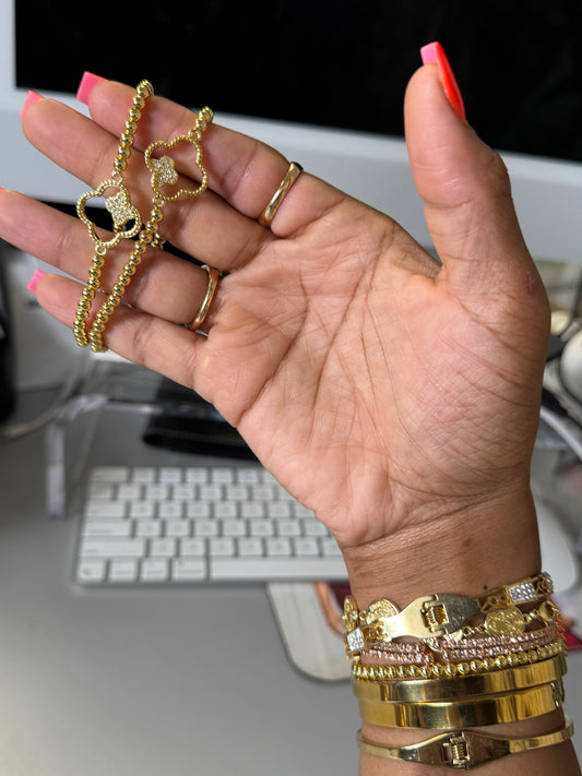 Cutout Clover Beaded Bracelet