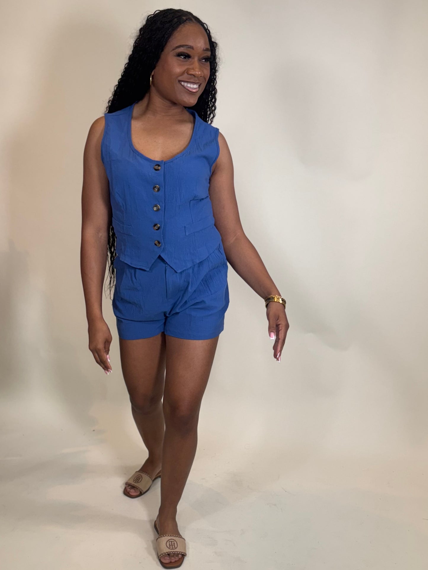 Nailah Two Piece Cropped Vest and Short Set