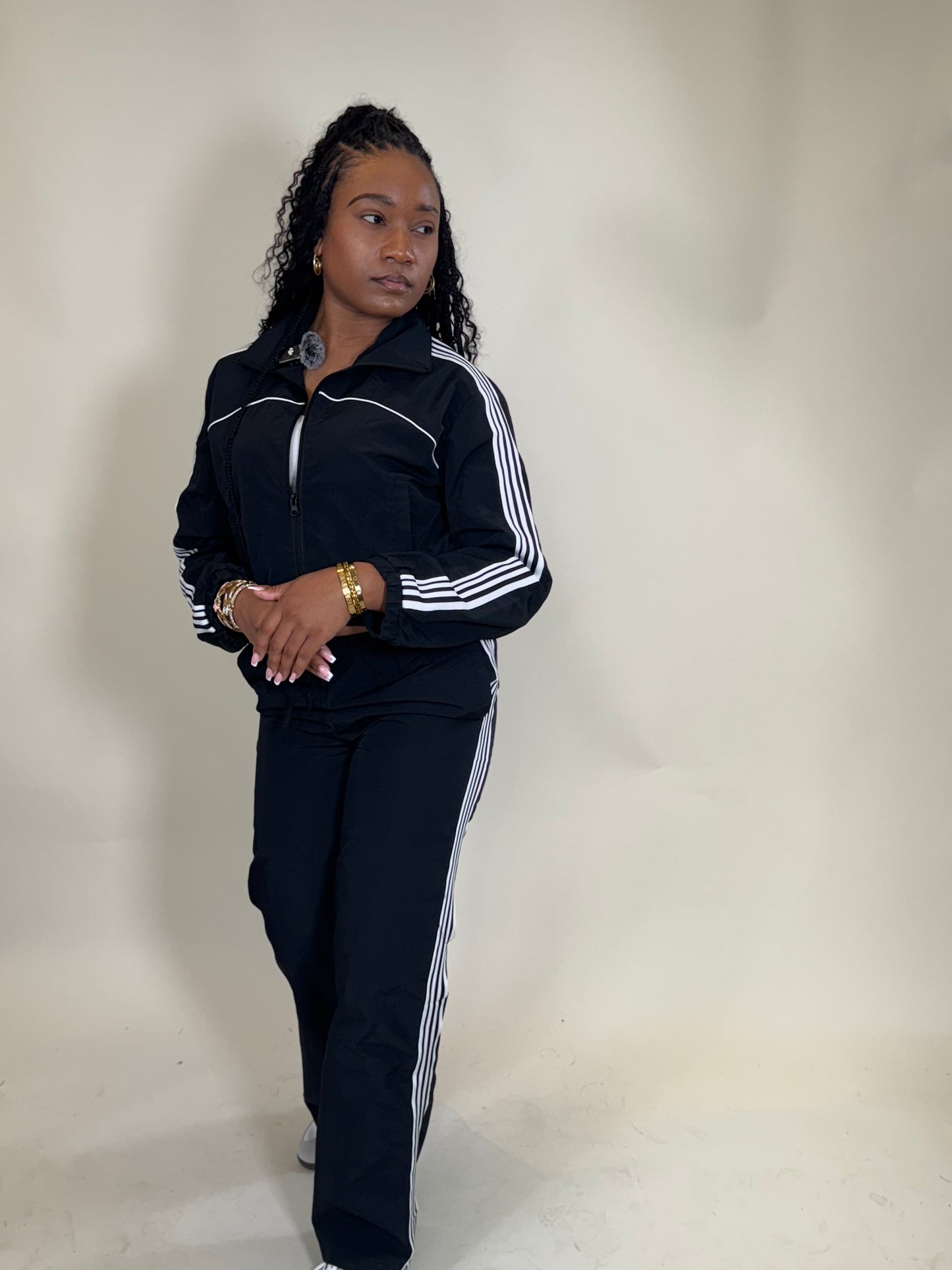 No Time To Chat Windbreaker Pants Set