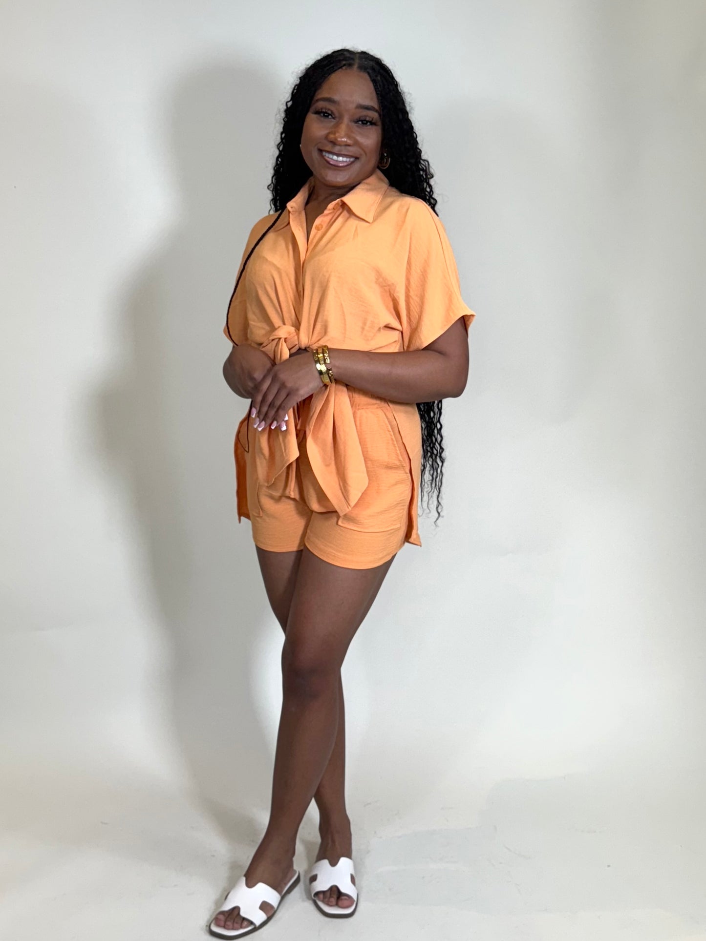 Daisy Two Piece Front Pocket Short Set