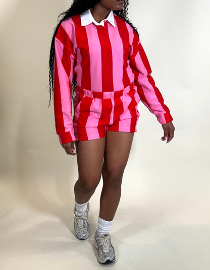 In Full Bloom Two Piece Striped Short Set