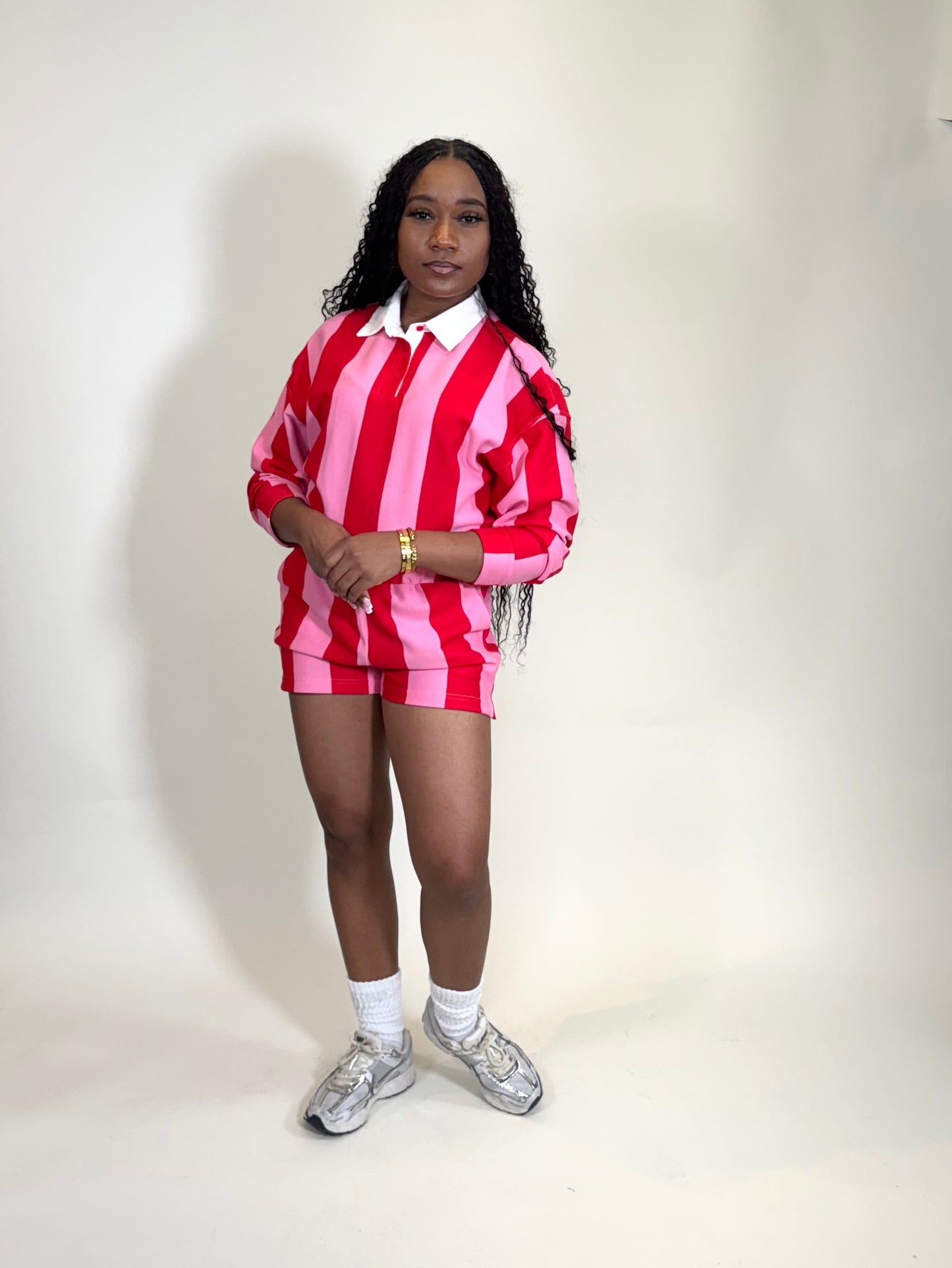 In Full Bloom Two Piece Striped Short Set