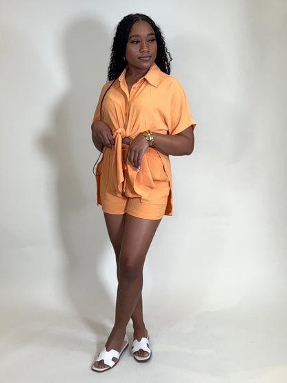 Daisy Two Piece Front Pocket Short Set